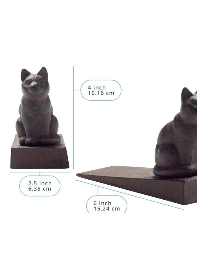 Comfify Vintage Cast Iron Cat Door Stop Wedge by Comfify | Lovely Decorative Finish, Padded Anti-Scratch Felt Bottom Protects Floors | Keep Your Doors Open| in Rust Brown - Image 3