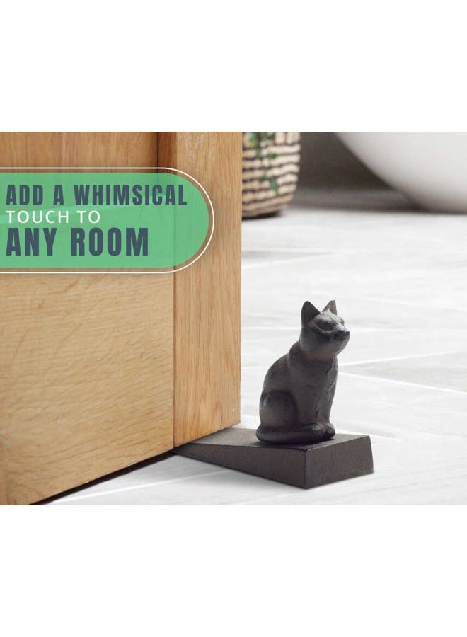 Comfify Vintage Cast Iron Cat Door Stop Wedge by Comfify | Lovely Decorative Finish, Padded Anti-Scratch Felt Bottom Protects Floors | Keep Your Doors Open| in Rust Brown - Image 4