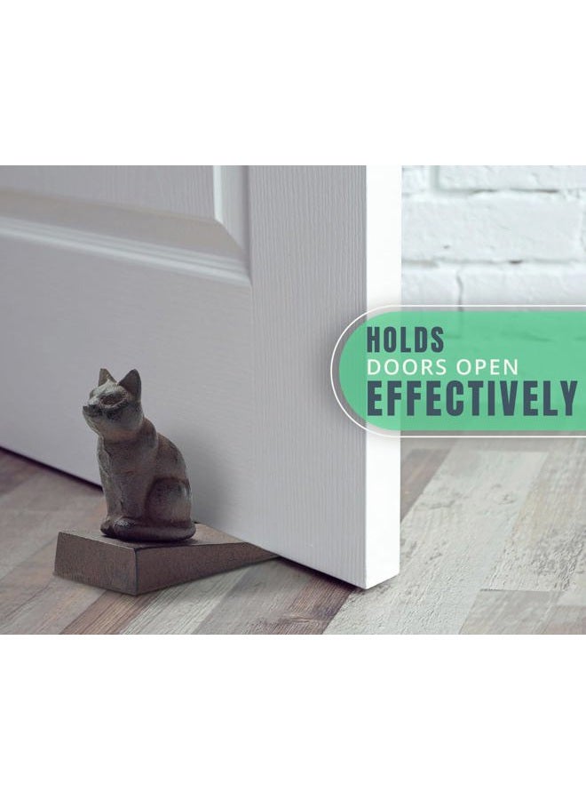 Comfify Vintage Cast Iron Cat Door Stop Wedge by Comfify | Lovely Decorative Finish, Padded Anti-Scratch Felt Bottom Protects Floors | Keep Your Doors Open| in Rust Brown - Image 5