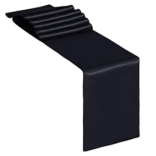 yeabwps 12 Pack Satin Table Runner 12 x 108 Inch Long Satin Table Runner for for Christmas, Birthday Parties, Banquets, Graduations, Engagements (Black) - Image 2