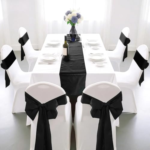 yeabwps 12 Pack Satin Table Runner 12 x 108 Inch Long Satin Table Runner for for Christmas, Birthday Parties, Banquets, Graduations, Engagements (Black) - Image 5