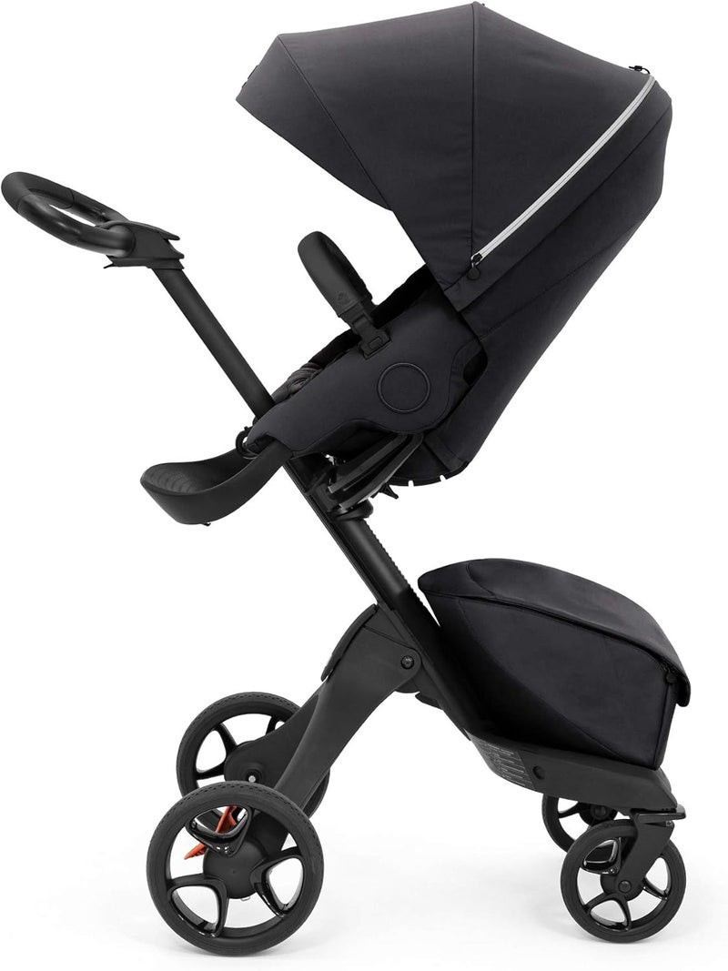 Stokke Xplory X, Rich Black - Luxury Stroller - Adjustable for Both Baby & Parents’ Comfort - Padding & Harness for Added Safety - Folds in One Step - Image 1