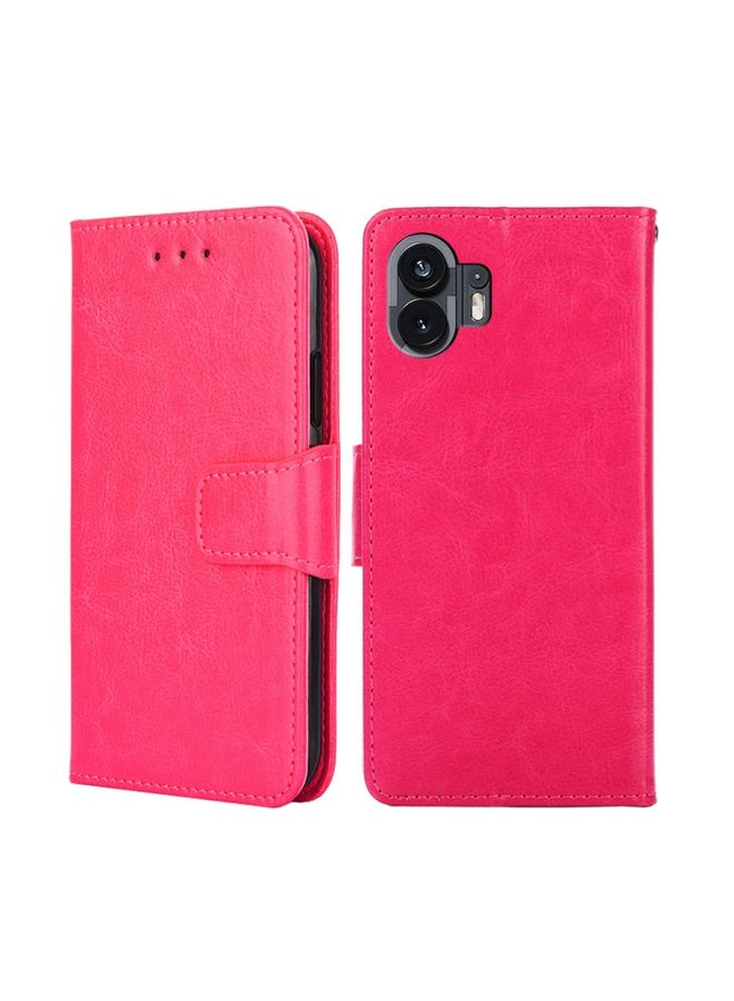 BGM Case Cover For Nothing Phone 2 Crystal Texture Leather Phone Case Rose Red
