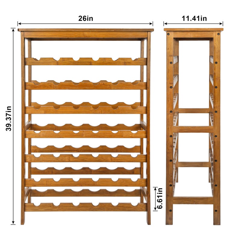 VASMIA 42 Bottles Bamboo Wine Rack,7-Tier Wine Rack Freestanding Floor with Table Top, Wine Storage Shelf for Kitchen Dining Room Bar,Walnut - Image 5
