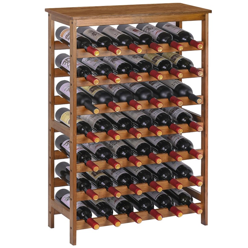 VASMIA 42 Bottles Bamboo Wine Rack,7-Tier Wine Rack Freestanding Floor with Table Top, Wine Storage Shelf for Kitchen Dining Room Bar,Walnut - Image 1