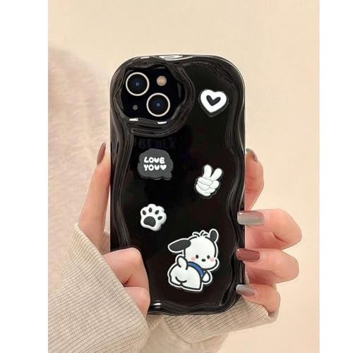 KC Back Cover for Samsung Galaxy S24 FE 5G - 3D New Curly Wave Cartoon Characters and Puppy Shockproof Soft Bumper Silicone Case with Camera Protection (Black) - Image 3