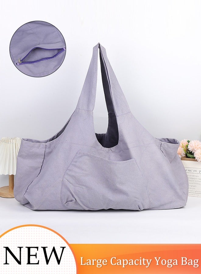Generic Extra Large Yoga Mat Bag and Carriers with Yoga Mat Strap Top Full-Zip Closure Bottle Pocket/Big Open Pocket and Zipper Pockets Quality Canvas Women Tote Bag for Gym Sports - Image 1