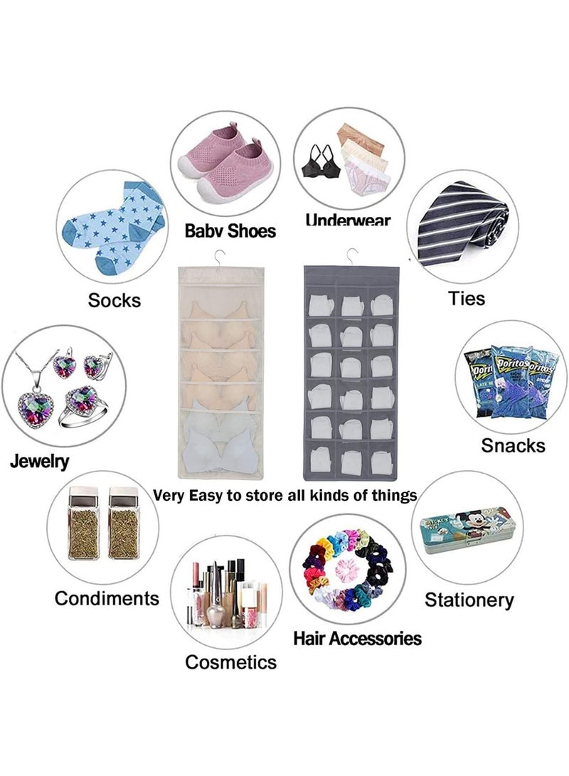 YelaJoy Bra and Underwear Hanging Storage Organizer Mesh Pockets Dual Sided Wall Shelves Space Saver Bag Sock Underpants Drawer Closet Clothes Rack (Gray:(6+18pockets))  - Image 4