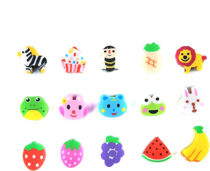 MGTECH 300 PCS Mini Animal Fruit Erasers, Bulk Tiny Novelty Pencil Erasers Assortment for Kids for Party Favor, Gift Filling, and School Home Work Rewards - Image 3