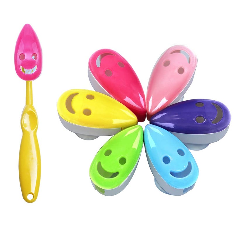 Synchain SYNCHAIN Toothbrush Holder Cover 6pcs Toothbrush Head Cover Case Cap Suction Cup Portable Toothbrush Protector 6 Colors for Family Kids Travel