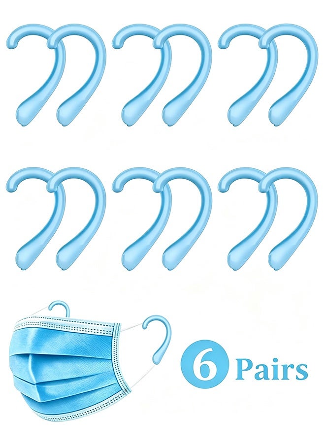 6 Pairs Blue Silicone Ear Protectors, Anti-Slip Earloop Covers for Mask Straps, Relieve Ear Discomfort for Home, Office and Outdoor Use - Image 1