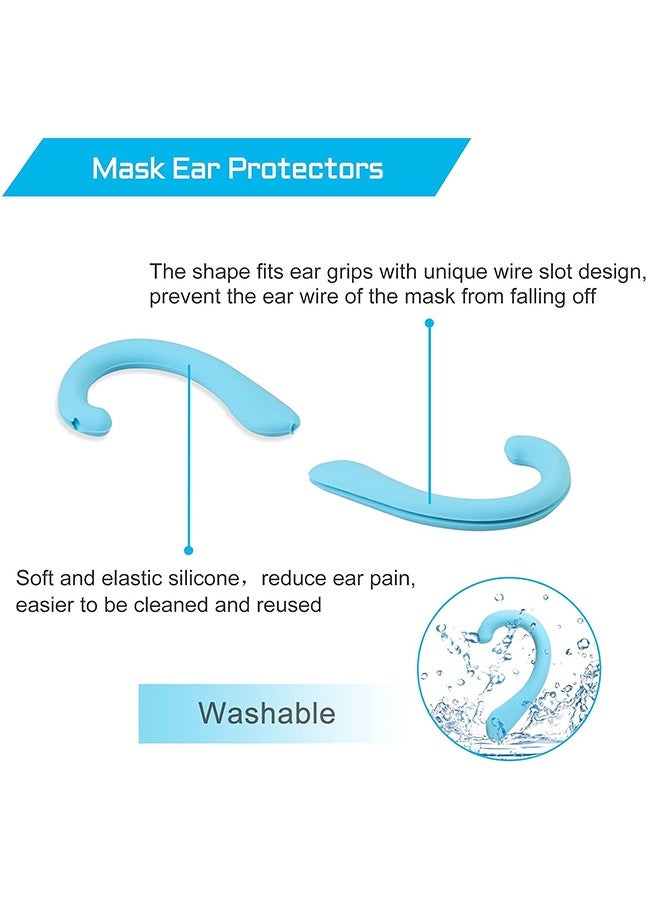 6 Pairs Blue Silicone Ear Protectors, Anti-Slip Earloop Covers for Mask Straps, Relieve Ear Discomfort for Home, Office and Outdoor Use - Image 3