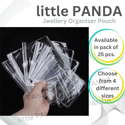 little PANDA PVC Pack of 24 Jewellery Storage Organizer Zip Lock Pouch for Cosmetic,Makeup,Travel Accessories,Stationary,Jewellery,Personal Care Product Organiser Transparent Clear Pouches (4x6 Inch) - Image 3