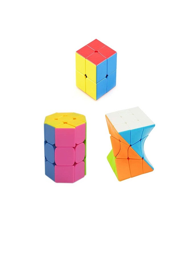 QWICK CLICK High Speed Cube Stickerless 3D Puzzle Cube Bundle 2x2, Octa & Twister (Pack of 3)