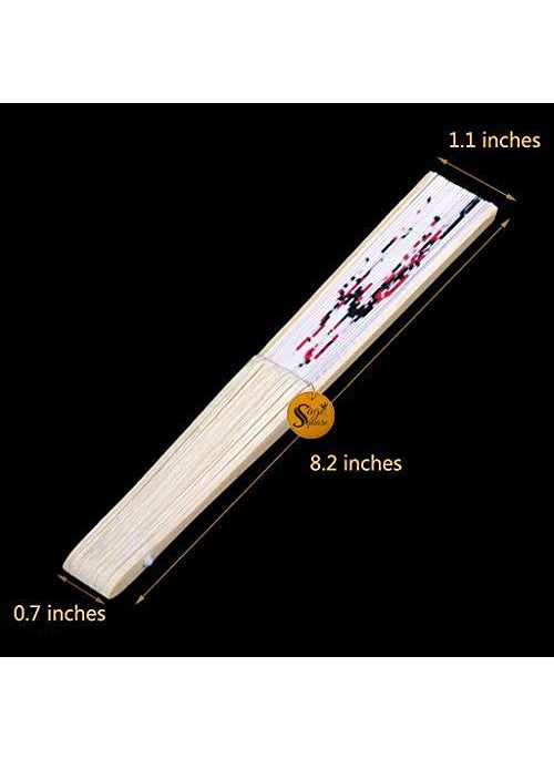 Sage Square sage square set of 2 floral handheld folding chinese fan vintage era touch fabric folding fan for wedding dancing party decorationbirthday party photo booth random Multi color  - Image 2