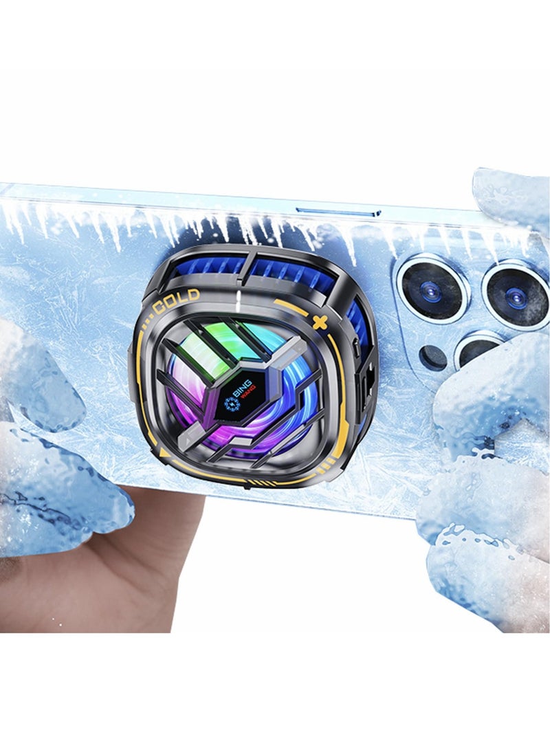 Loquat Magnetic Cell Phone Cooler, RGB Phone Cooling Fan with Semi-Conductor Cooling Chip, Cellphone Radiator with Temperature Display for Mobile Gaming,Tiktok Live Streaming  - Image 1