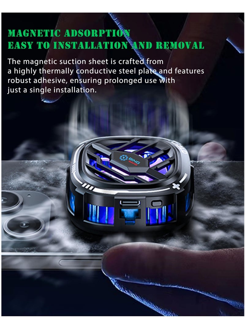 Loquat Magnetic Cell Phone Cooler, RGB Phone Cooling Fan with Semi-Conductor Cooling Chip, Cellphone Radiator with Temperature Display for Mobile Gaming,Tiktok Live Streaming  - Image 3