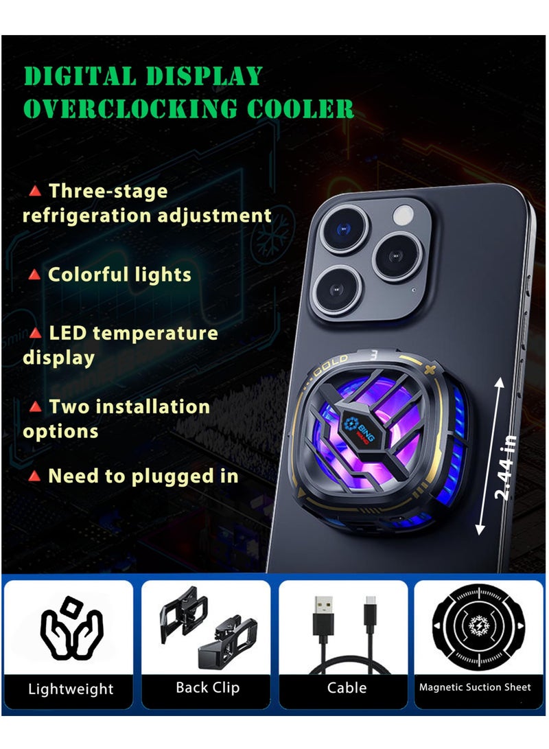 Loquat Magnetic Cell Phone Cooler, RGB Phone Cooling Fan with Semi-Conductor Cooling Chip, Cellphone Radiator with Temperature Display for Mobile Gaming,Tiktok Live Streaming  - Image 5