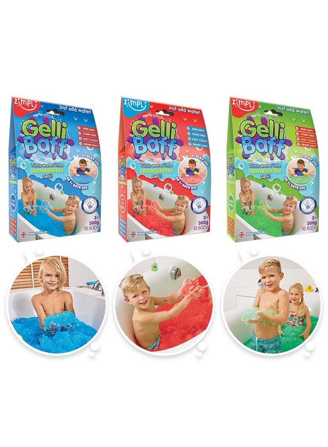 Zimpli Kids Zimpli Kids 3 x Gelli Baff Bundle, Blue, Red & Green, Turn water into colourful goo! Children’s Sensory & Bath Toy  - Image 1
