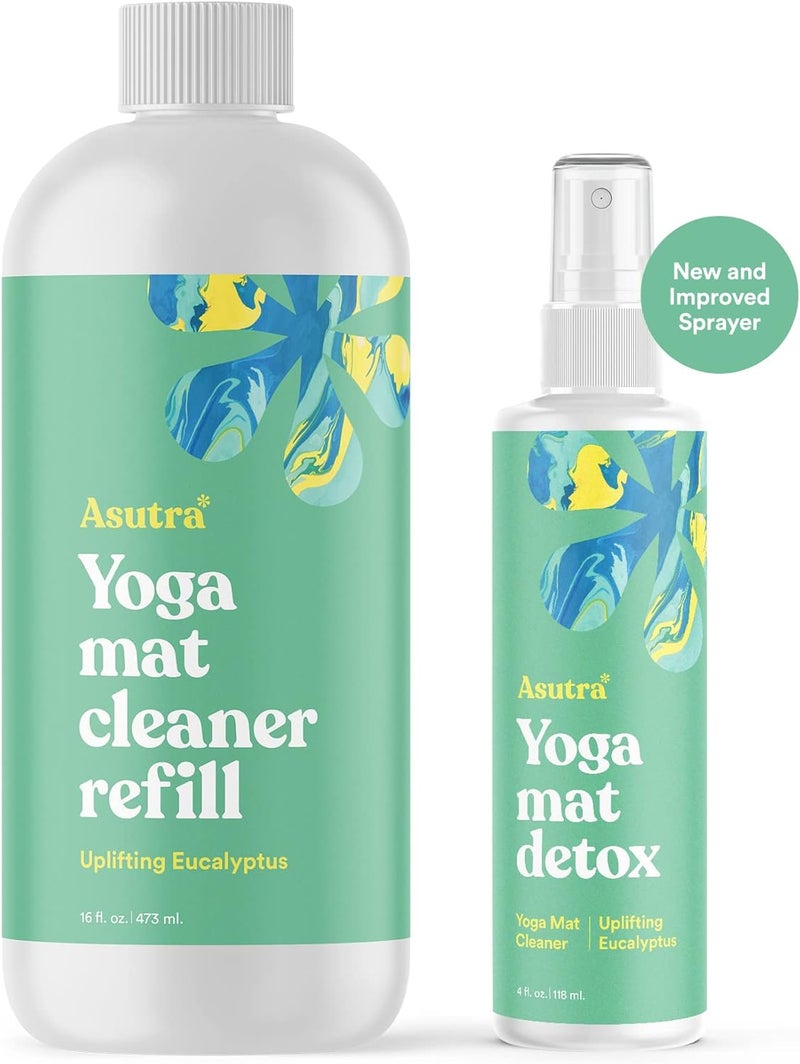 Asutra Yoga Mat Cleaner Spray (Uplifting Eucalyptus), 4 fl oz - No Slippery Residue, Organic Essential Oils, Deep-Cleansing for Fitness Gear & Gym Equipment, Microfiber Towel Included - Image 5