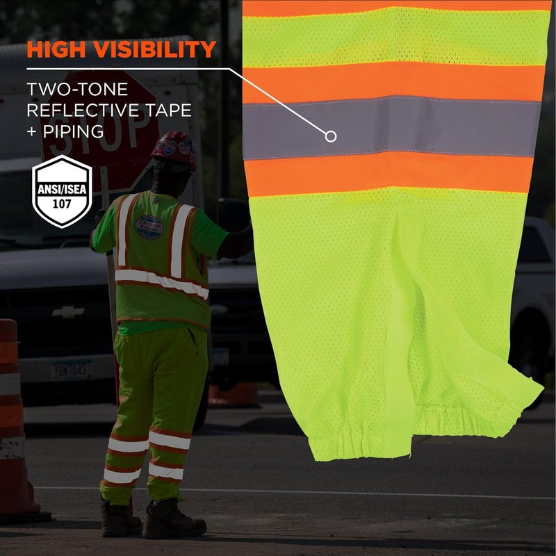 Ergodyne Ergodyne unisex adult Class Twotone Reflective Safety Pants Lime LargeXLarge - Image 3
