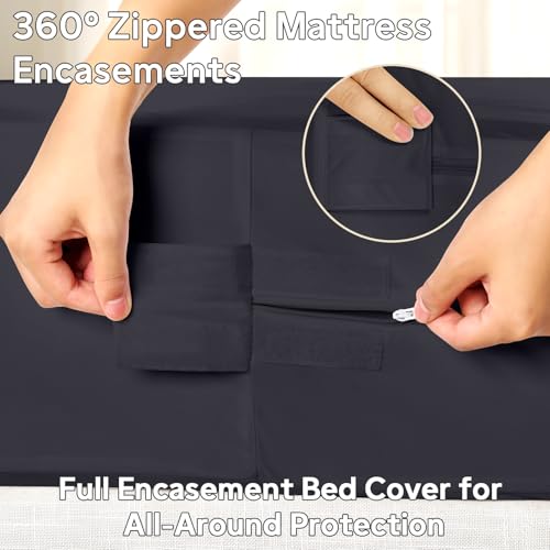 QUWOU Twin XL Mattress Protector Waterproof (8”-10”Depth) – Premium Zippered Mattress Encasement Bed Cover, Noiseless Breathable Machine Washable Six-Sided Mattress Cover for Bed, Black - Image 4