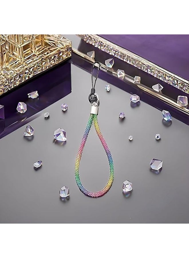 Glitter Phone Wrist Strap, Bling Rhinestone Short Hand Lanyard Bracelet with Keychain & Card Holder, Universal Mobile Phone Chain & Handbag Strap for Women - Image 5