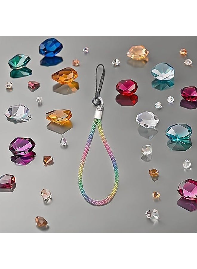 Glitter Phone Wrist Strap, Bling Rhinestone Short Hand Lanyard Bracelet with Keychain & Card Holder, Universal Mobile Phone Chain & Handbag Strap for Women - Image 4