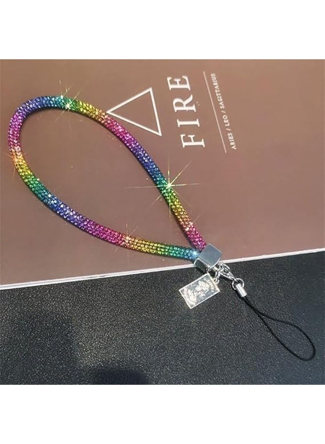 Glitter Phone Wrist Strap, Bling Rhinestone Short Hand Lanyard Bracelet with Keychain & Card Holder, Universal Mobile Phone Chain & Handbag Strap for Women - Image 2