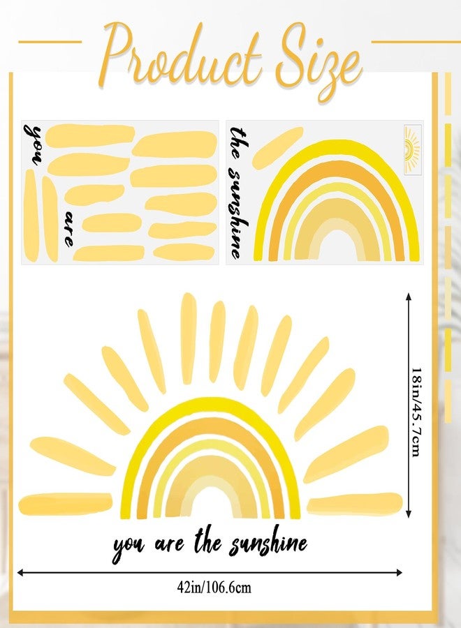 Henoyso 42 x 18 Inches Large Boho Half Sun Wall Decals You are The Sunshine Wall Stickers Rainbow Decals Peel and Stick Sun Decor Stickers for Kids Room Nursery Bedroom Classroom Playroom Decorations - Image 2