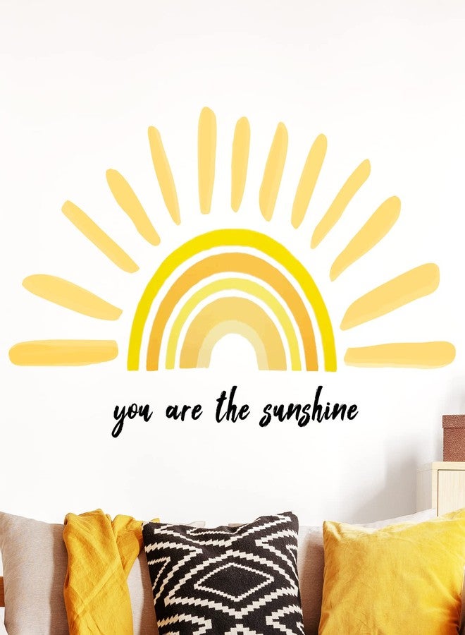 Henoyso 42 x 18 Inches Large Boho Half Sun Wall Decals You are The Sunshine Wall Stickers Rainbow Decals Peel and Stick Sun Decor Stickers for Kids Room Nursery Bedroom Classroom Playroom Decorations - Image 1