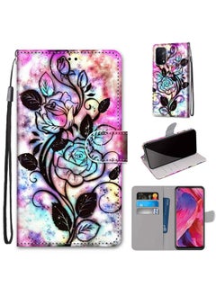 HuHa Case Cover For OPPO A54 5G / A74 5G / A93 5G / A93s 5G Coloured Drawing Cross Texture Horizontal Flip PU Leather Case with Holder & Card Slots & Wallet & Lanyard Color Bottom Hollow Flower 