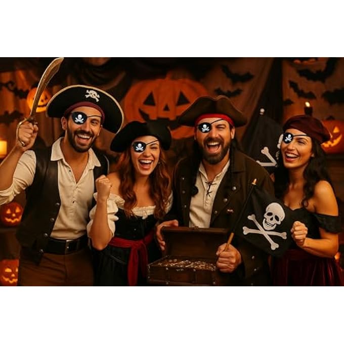 Oarkive Pirate Eye Patch Skull Crossbone Eye Patch Eye Mask for Halloween Lazy Eye - Image 3