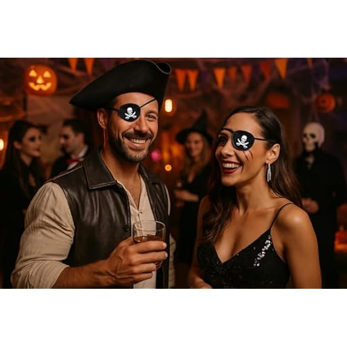 Oarkive Pirate Eye Patch Skull Crossbone Eye Patch Eye Mask for Halloween Lazy Eye - Image 2