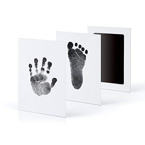 Grab Classy - Safe Inkless“Clean-Touch”Baby Handprint and Baby Footprint Ink Pad with Imprint Cards, 100% Non-Toxic & Mess Free Safe for Newborn Baby and Toddlers （Black） (Black) - Image 1