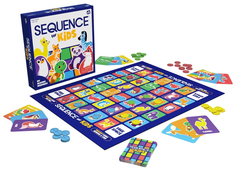 Jax SEQUENCE for Kids -- The 'No Reading Required' Strategy Game by Jax and Goliath, Multi Color, 11 inches (2-4 players) (Packaging May Vary) - Image 2