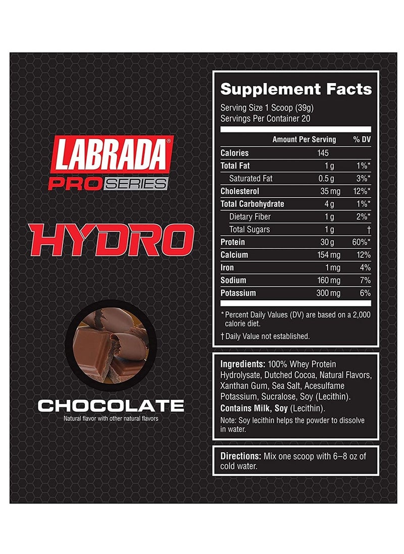LABRADA - Pro Series Hydro 100% Hydrolyzed Whey Protein Isolate 1.72 lbs Chocolate - Image 1