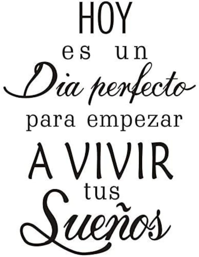 DNVEN Sayings Vinyl Lettering Wall Decals Hoy ES Un Dia Perfecta para Empezar a Vivir Tus Suenos Wall Stickers Wall Words and Quotes Removable Murals for Bedrooms Decors 16 x 24 inches
