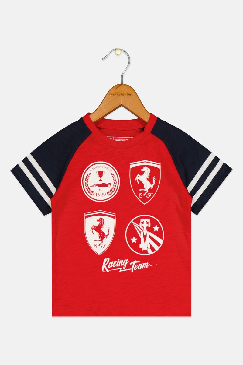 Scuderia Ferrari Toddlers Boy Short Sleeve Graphic Print Outdoor T-shirt, Multicolor - Image 1