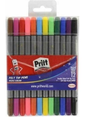 Pritt - Double Ended Felt Tip Pen 12 Colors - Image 1