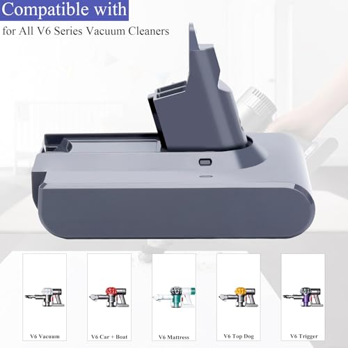 Lasica V6 Replacement Battery w/2 Filters Compatible with Dyson V6 SV03 SV04 SV05 SV06 SV07 SV09 DC58 DC59 DC61 DC62 DC72 DC74, V6 Animal V6 Absolute V6 Motorhead V6 Slim 4.5Ah 21.6V V6 Vacuum Battery - Image 2