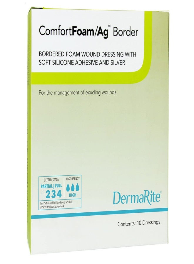 ComfortFoam/ Ag Border - 6"x 6" - Self Adherent, Soft Silicone Foam Dressing with Silver - For Full and Thick Exuding Wounds, Showerproof, Provides Thermal Insulation