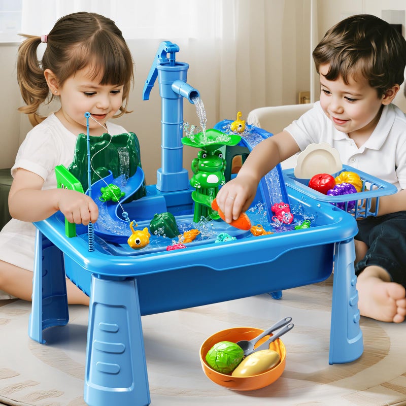 KIZONLY Water Table for Toddlers 1-3- Kids Play Sink with Pump and Running Water, Water Table for Kids Ages 4-8 with Fishing Games, Summer Outside Sensory Gift Toys for Boys and Girls 2 3 4 5 6 7 8 - Image 5
