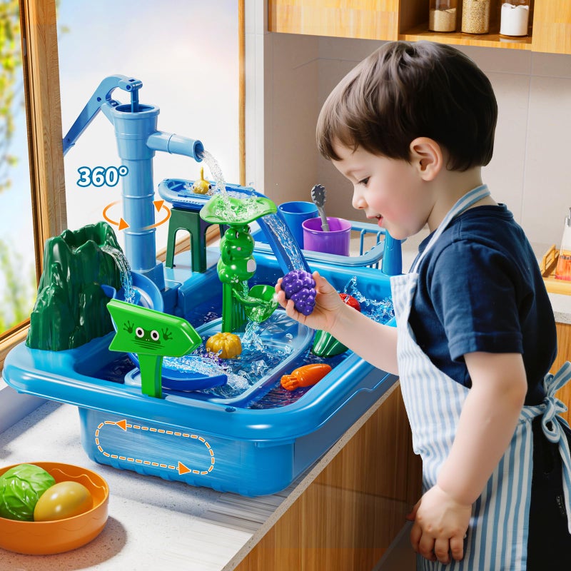 KIZONLY Water Table for Toddlers 1-3- Kids Play Sink with Pump and Running Water, Water Table for Kids Ages 4-8 with Fishing Games, Summer Outside Sensory Gift Toys for Boys and Girls 2 3 4 5 6 7 8 - Image 3