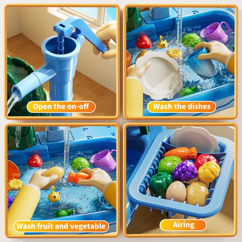 KIZONLY Water Table for Toddlers 1-3- Kids Play Sink with Pump and Running Water, Water Table for Kids Ages 4-8 with Fishing Games, Summer Outside Sensory Gift Toys for Boys and Girls 2 3 4 5 6 7 8 - Image 4