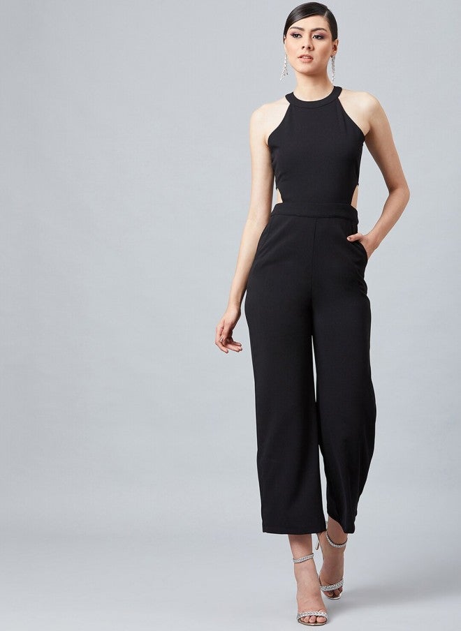 Athena Black Solid Basic Jumpsuit for Women - Image 5