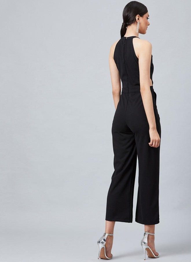 Athena Black Solid Basic Jumpsuit for Women - Image 4