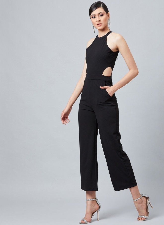 Athena Black Solid Basic Jumpsuit for Women - Image 3