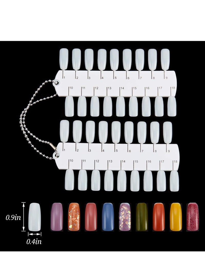 NIBEMINENT Nail Color Display Card 6 Pieces of Mold Double 36 Colors Plastic Polish Plate Portable Tips Palette with Chain for Training Etc. - Image 2
