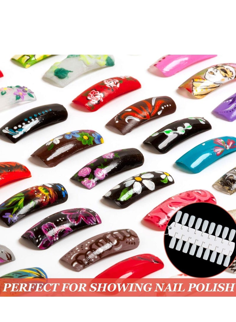 NIBEMINENT Nail Color Display Card 6 Pieces of Mold Double 36 Colors Plastic Polish Plate Portable Tips Palette with Chain for Training Etc. - Image 3